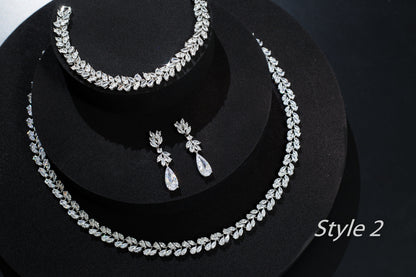 CZ Wedding set CZ necklace set silver jewelry bridal necklace rose gold wedding jewelry wedding bridal necklace set zirconia