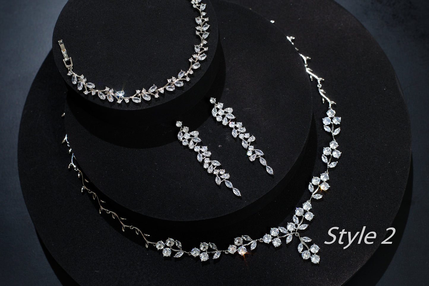 Bride necklace silver Wedding Jewelry bridal necklace and earrings set bridal Jewelry Set, zirconia necklace for Bride