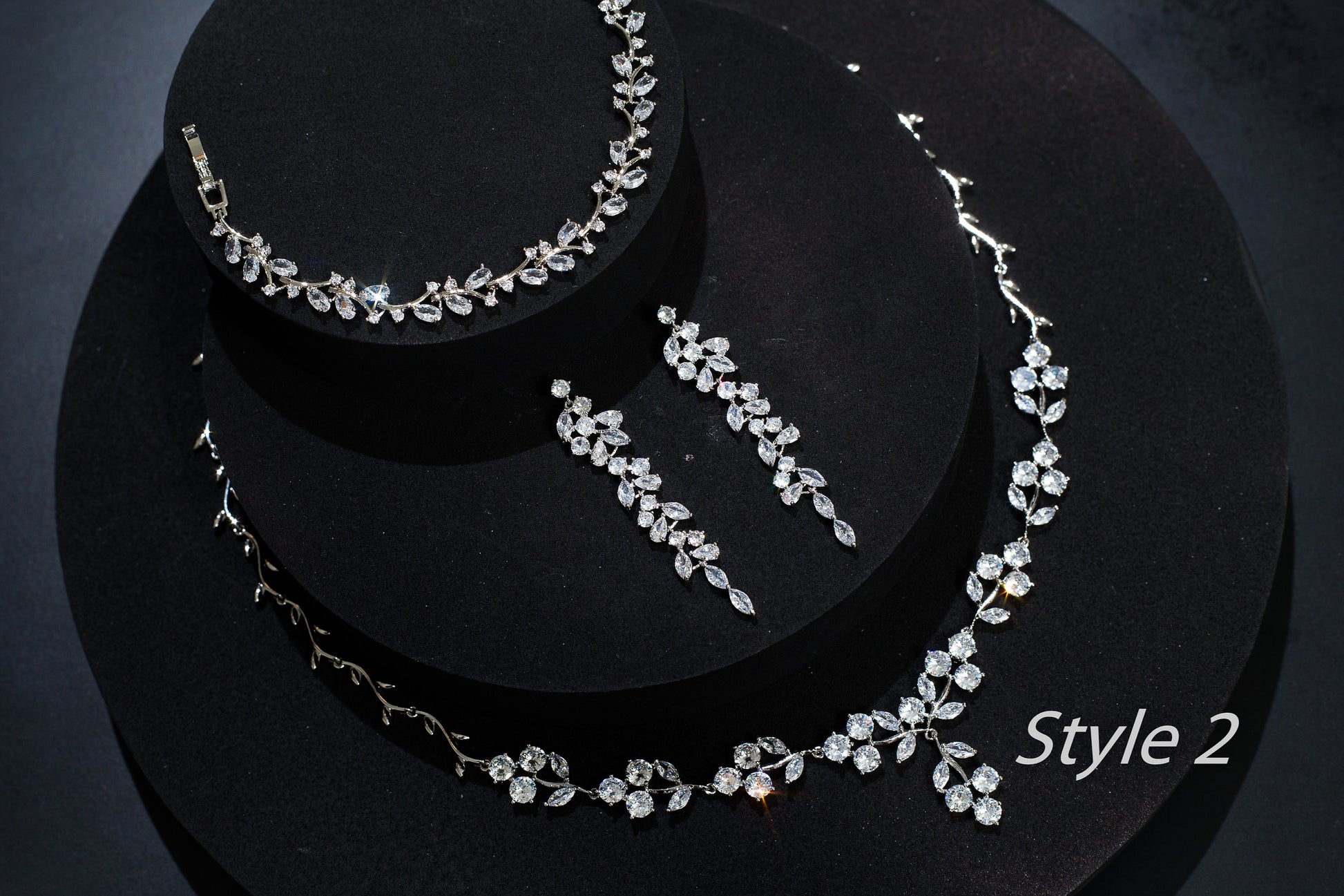 Bride necklace silver Wedding Jewelry bridal necklace and earrings set bridal Jewelry Set, zirconia necklace for Bride