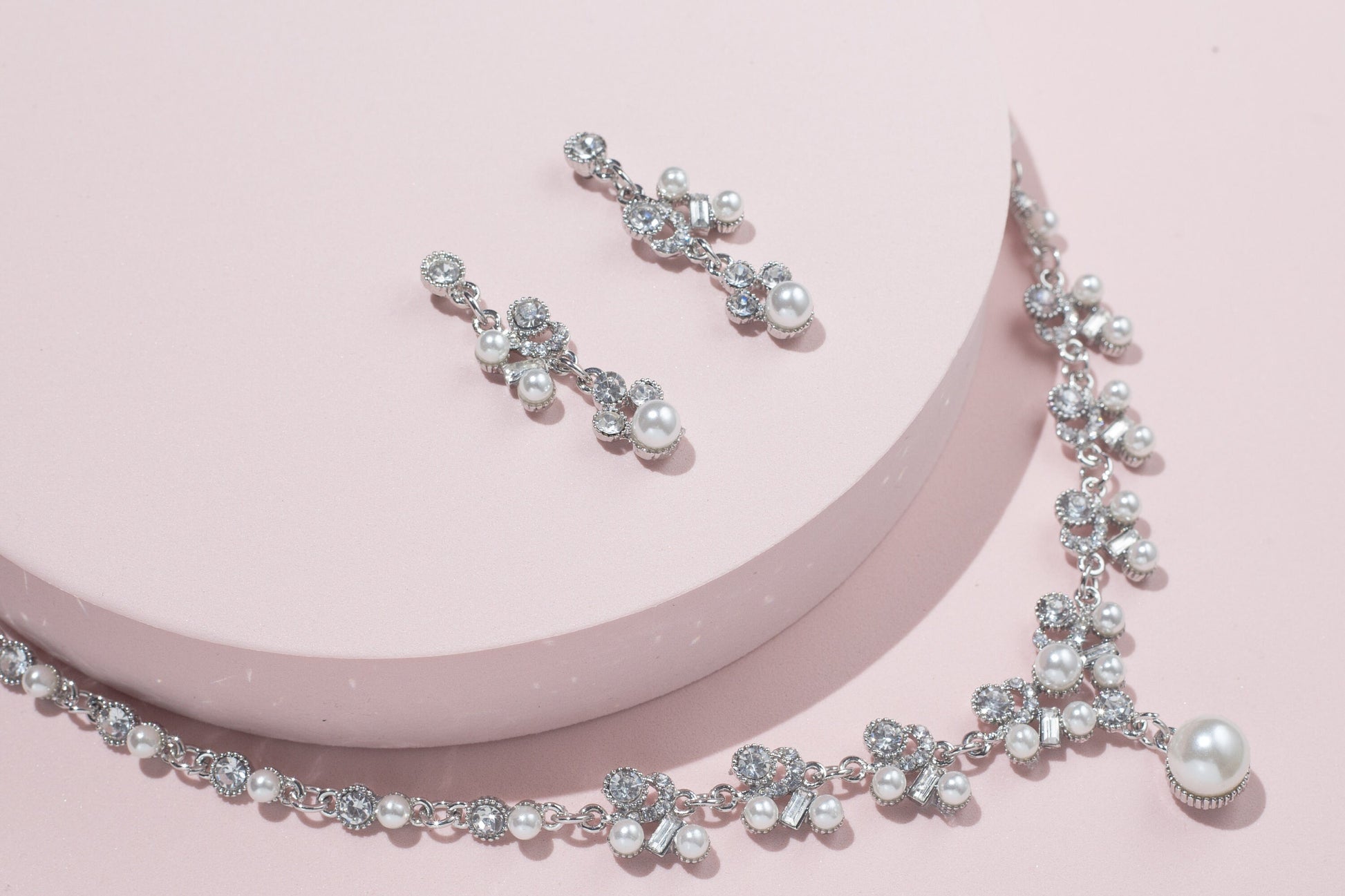 Bridal necklace set pearl silver bridal jewelry bridal necklace wedding jewelry wedding accessories wedding necklace set