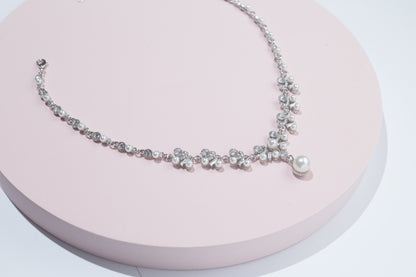 Bridal necklace set pearl silver bridal jewelry bridal necklace wedding jewelry wedding accessories wedding necklace set