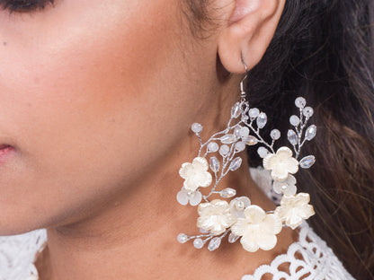 Boho hoop Bridal earring floral Boho vine earrings floral wreath bridal earrings boho earrings handmade boho bridal earrings vine gold