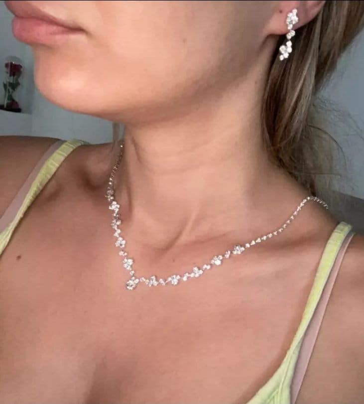 Crystal Necklace simple bridal Necklace Set prom necklace prom jewelry wedding jewelry set bridal necklace