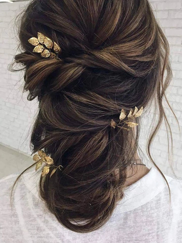 Bridal hair accessories leaves bridesmaids hair pin wedding hair pins silver hair accessories bridal silver wedding hair gold hair pin