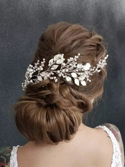 Bridal hair accessories gold leaf bridal hair accessories gold leaves wedding hair accessories silver rose gold hair vine