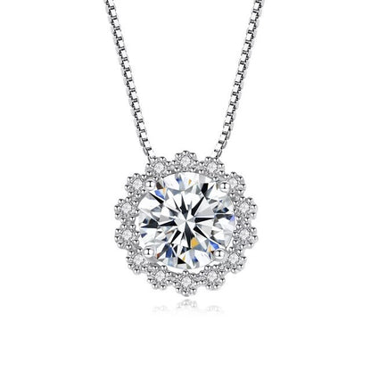 Certifed VVS1 Moissanite Pendant Necklace flower shaped pendant necklace sterling silver necklace moissanite diamond necklace dainty
