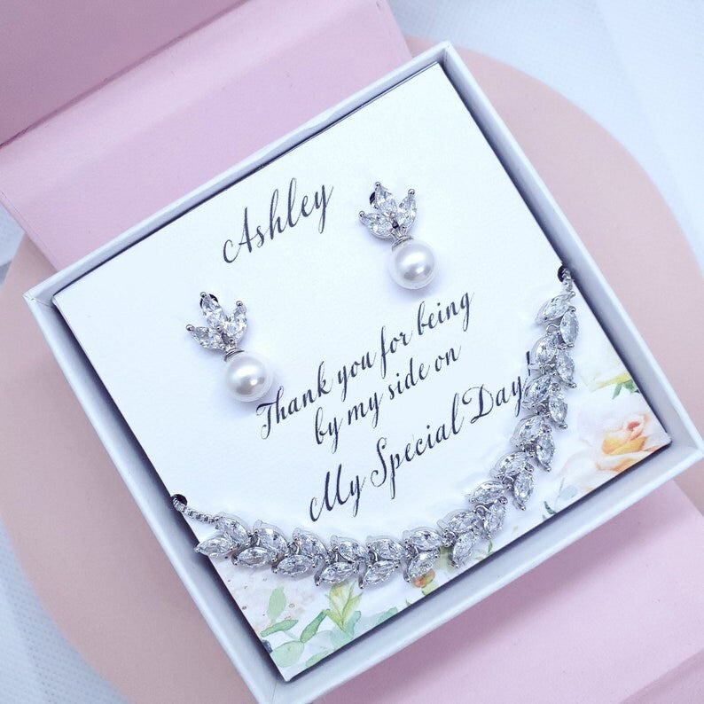 Stud earrings bridesmaids earring gift box bridesmaids set gift for her bridal earring maid of honor gift bridesmaids proposal gift box