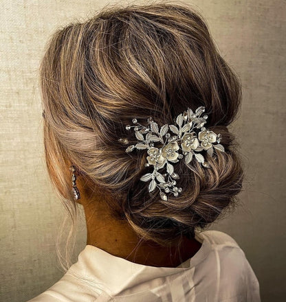 Floral Bridal Hair Comb Wedding Hair Accessories Bridal Hair Comb Rose Gold Comb Silver Hair Comb Hair pin Matching Bridesmaids Hair pin