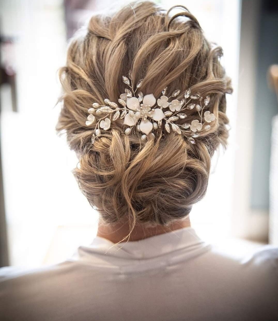 Bridal hair comb with Flower Rose gold, Silver, or Gold