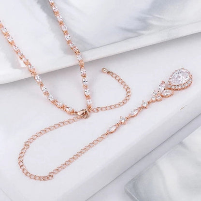 Wedding necklace set silver bridal jewelry bridal necklace crystal wedding jewelry wedding accessories bridal necklace set zirconia