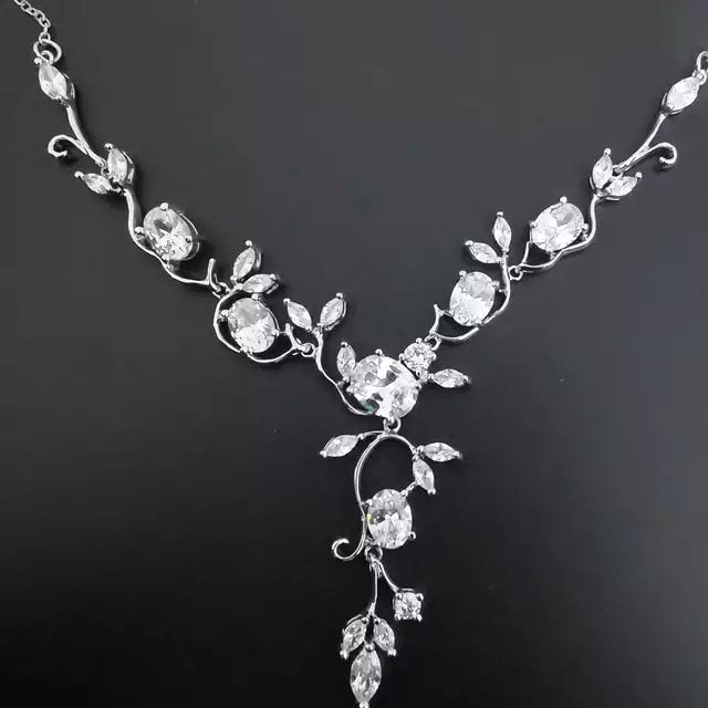 Simple bridal Necklace Set wedding jewelry wedding necklace floral wedding necklace minimalist necklace set vine jewelry