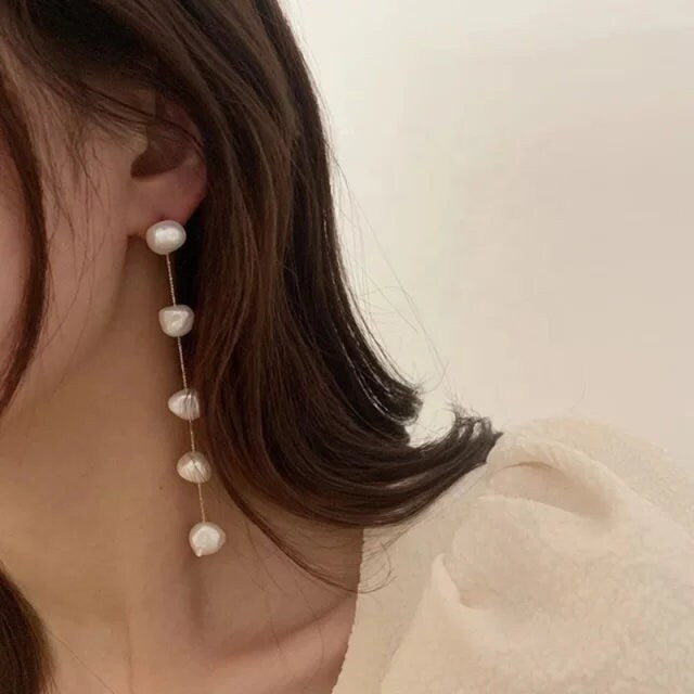 Pearl long earrings wedding statement earring pearl bridal Earring wedding jewelry long pearl statement earrings