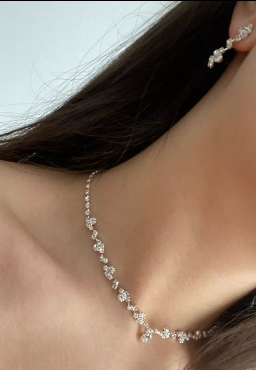 Crystal Necklace simple bridal Necklace Set prom necklace prom jewelry wedding jewelry set bridal necklace