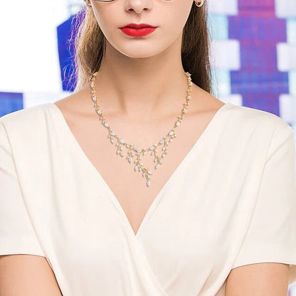Wedding jewelry bridal jewellery set bridal earring Necklace set long vine leaf necklace set wedding earrings bride jewelry