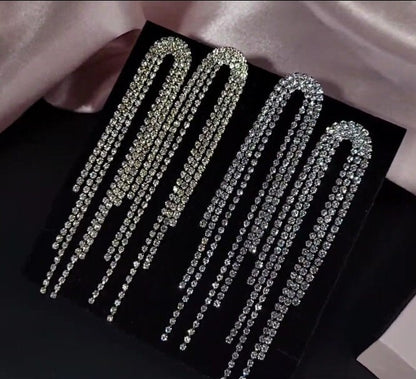 Extra long tassel earrings rhinestone tassel earrings bridal stateme t earrings 2022 trendy bridal earrings