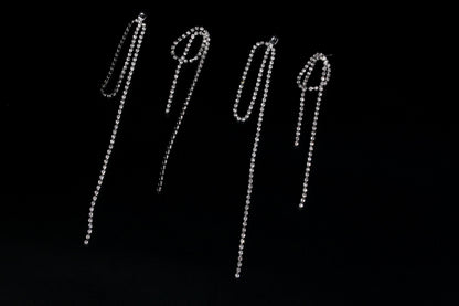 Tassel jacket earrings bridal Tassel earrings Long tassel earrings Long tassel earrings silver tassel earrings Long crystal needle earring