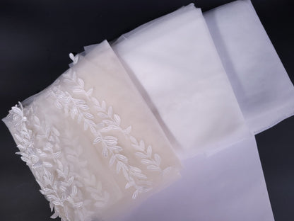 Veil with leaf border leaf vine edge Cathedral long veil Bridal veil white veil long cathedral veil wedding veil ivory veil