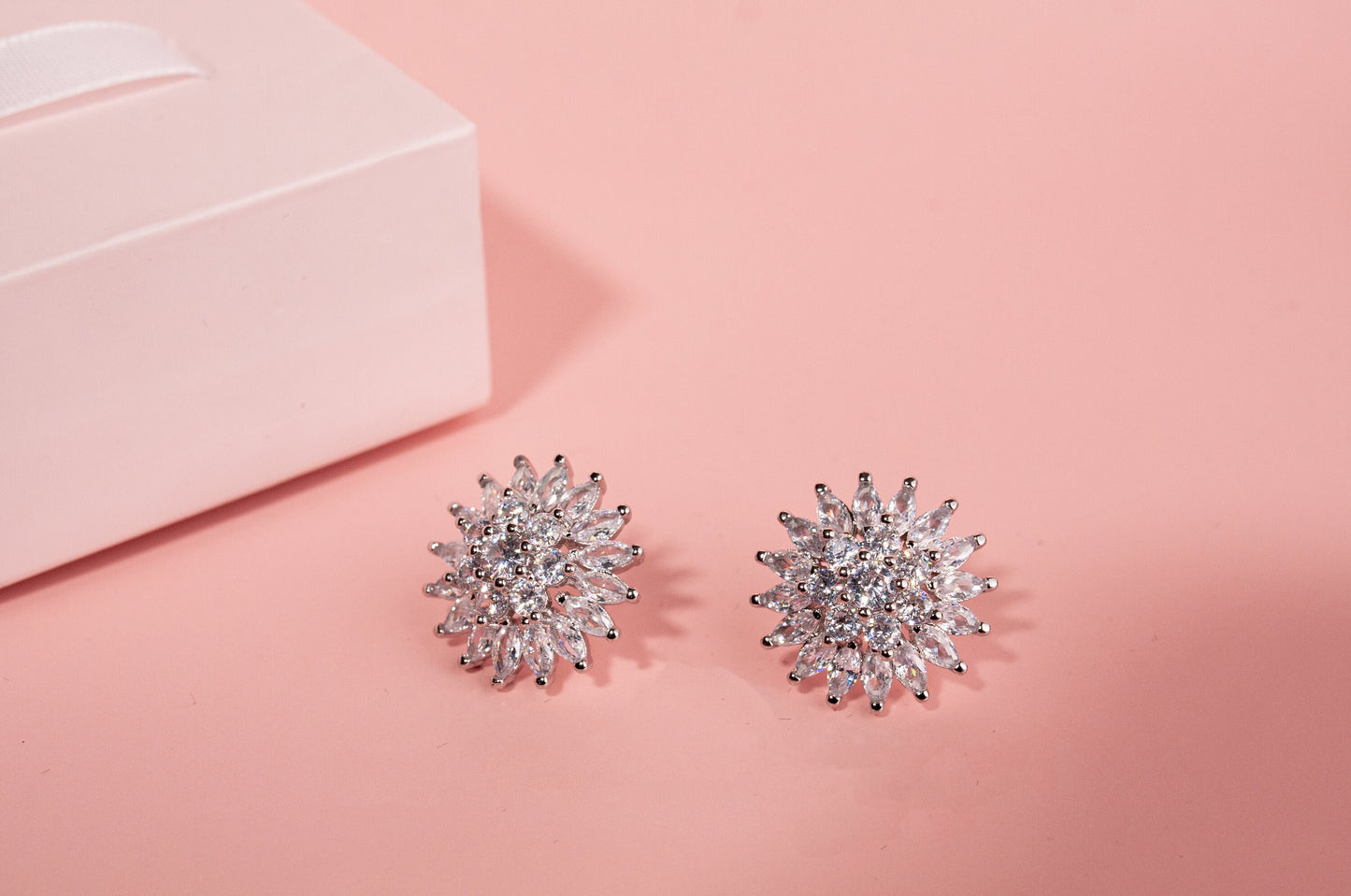 Bridal Stud earrings Zirconia diamond stud earrings wedding stud earrings minimalist earring silver stud star studded earring