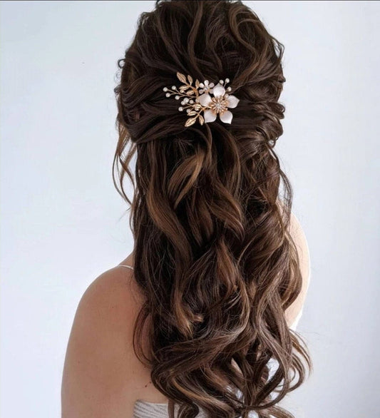 Bridal hair comb rose gold wedding hair comb flower comb rose gold, bridesmaids hair comb gift,hair accessories, bridal hair accessories