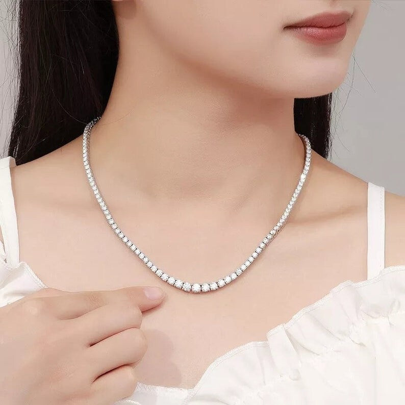 Moissanite necklace lab s925 diamond necklace diamond jewelry moissanite tennis necklace 18k plated necklace with moissanite stones