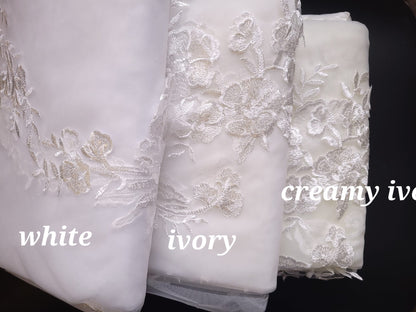 Long floral lace veil cathedral veil Bridal veil cathedral wedding veil white veil ivory wedding veil