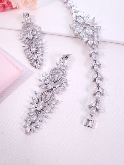 Elegant bridal earrings CZ luxury wedding earrings Earrings for brides crystal silver wedding earrings set bridal jewelry sets