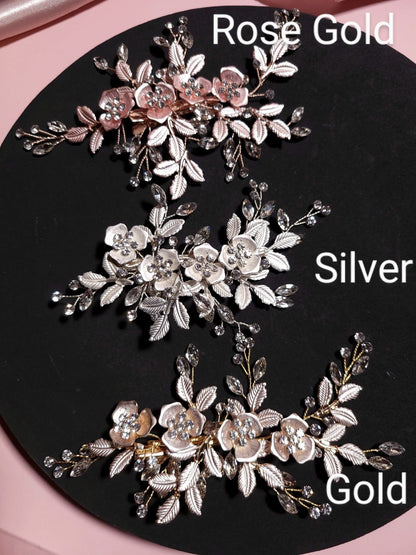 Floral Bridal Hair Comb Wedding Hair Accessories Bridal Hair Comb Rose Gold Comb Silver Hair Comb Hair pin Matching Bridesmaids Hair pin