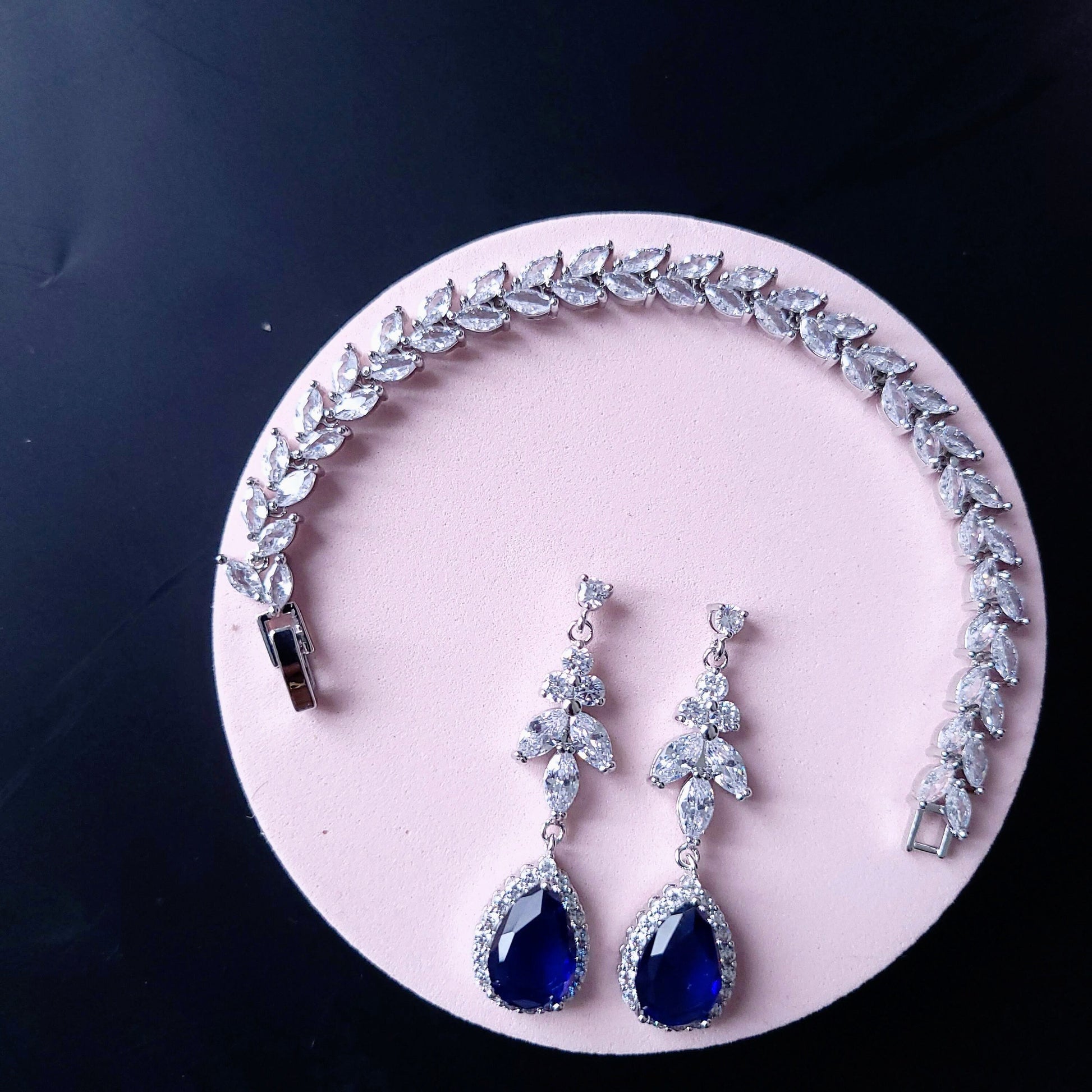 Sapphire blue Wedding necklace set blue bridal jewelry bridal necklace something blue jewelry wedding accessories bridal necklace zirconia