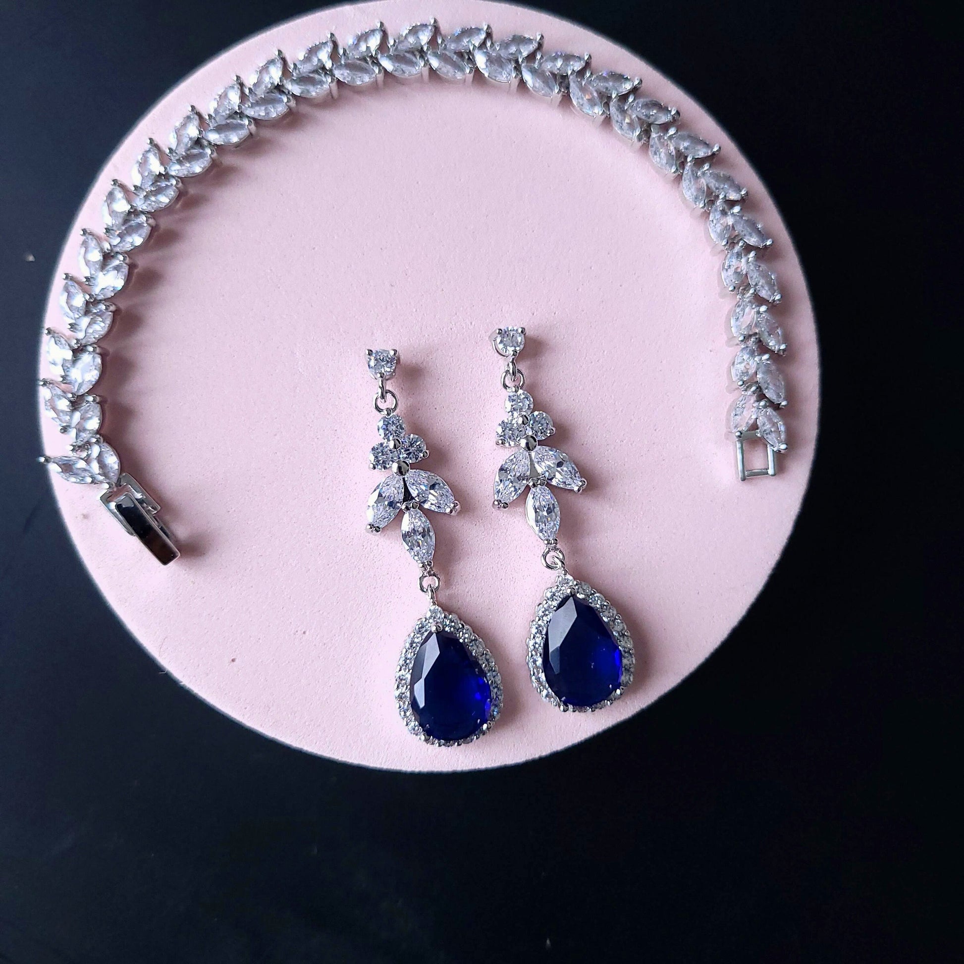 Sapphire blue Wedding necklace set blue bridal jewelry bridal necklace something blue jewelry wedding accessories bridal necklace zirconia