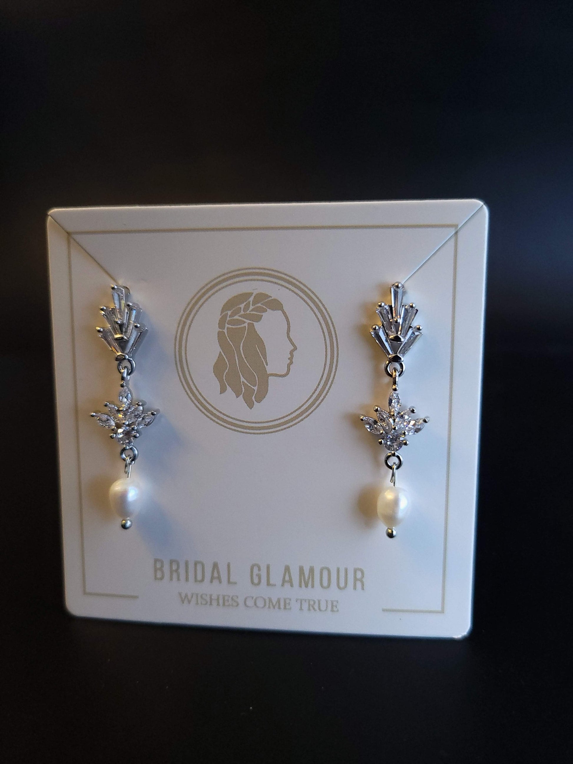 Fan earrings wedding FreshwaterPearl Earrings Bridal Jewelry Statement Earrings fan earring custom bridal jewelry