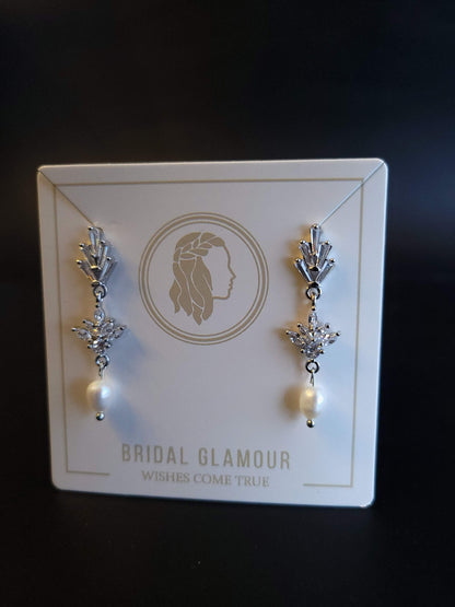 Fan earrings wedding FreshwaterPearl Earrings Bridal Jewelry Statement Earrings fan earring custom bridal jewelry