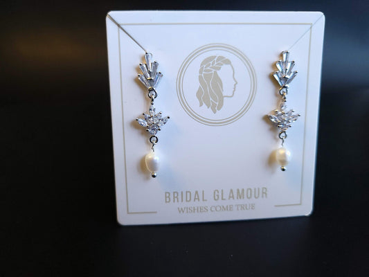 Fan earrings wedding FreshwaterPearl Earrings Bridal Jewelry Statement Earrings fan earring custom bridal jewelry
