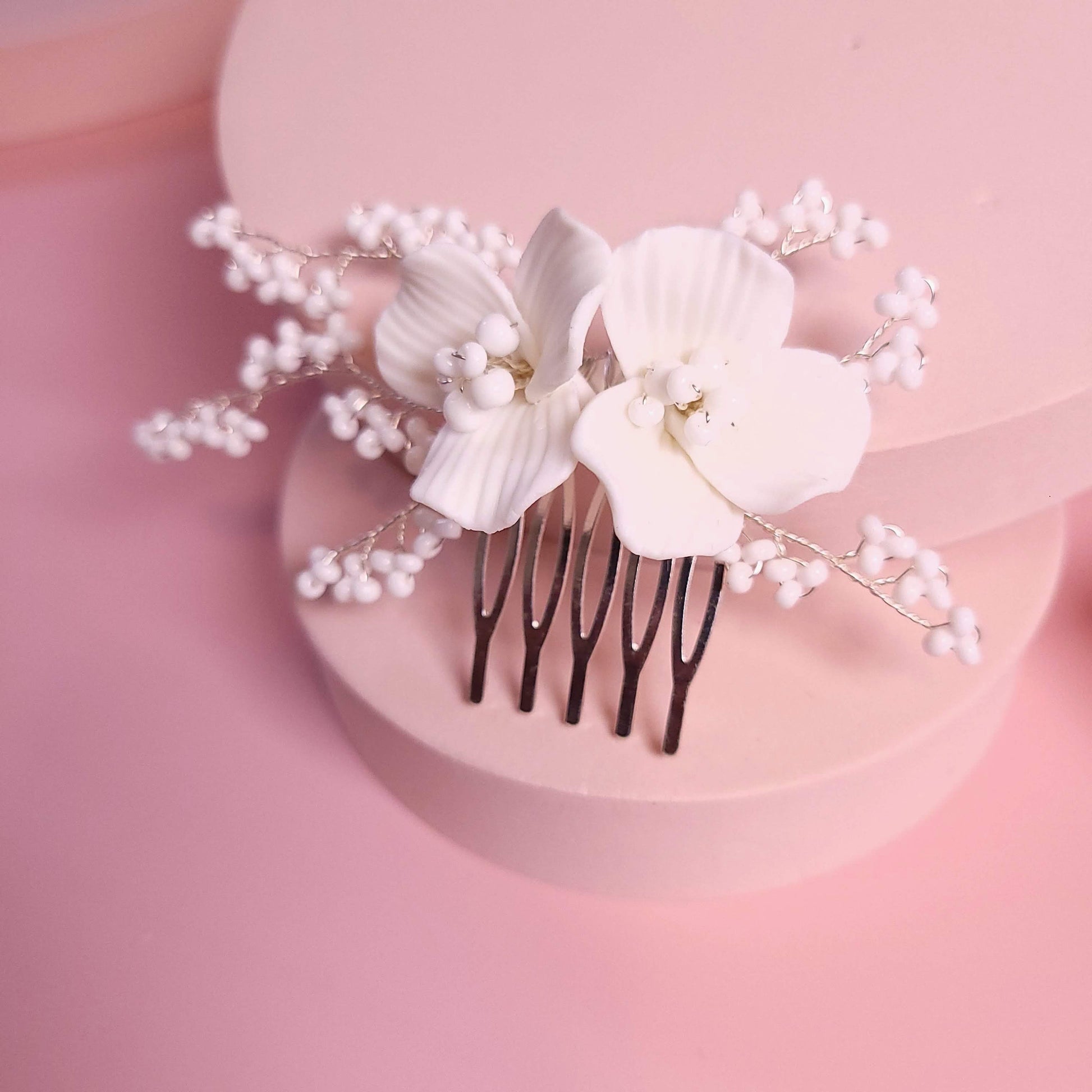 Wedding floral hair comb white floral comb wedding floral comb bridal hair accessories