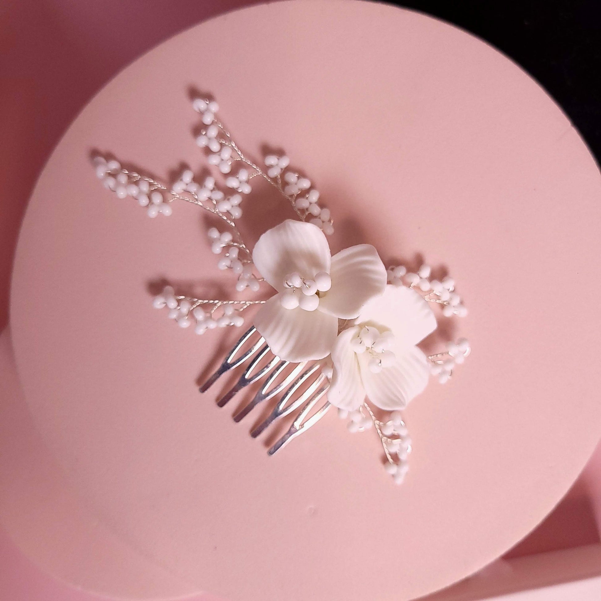 Wedding floral hair comb white floral comb wedding floral comb bridal hair accessories