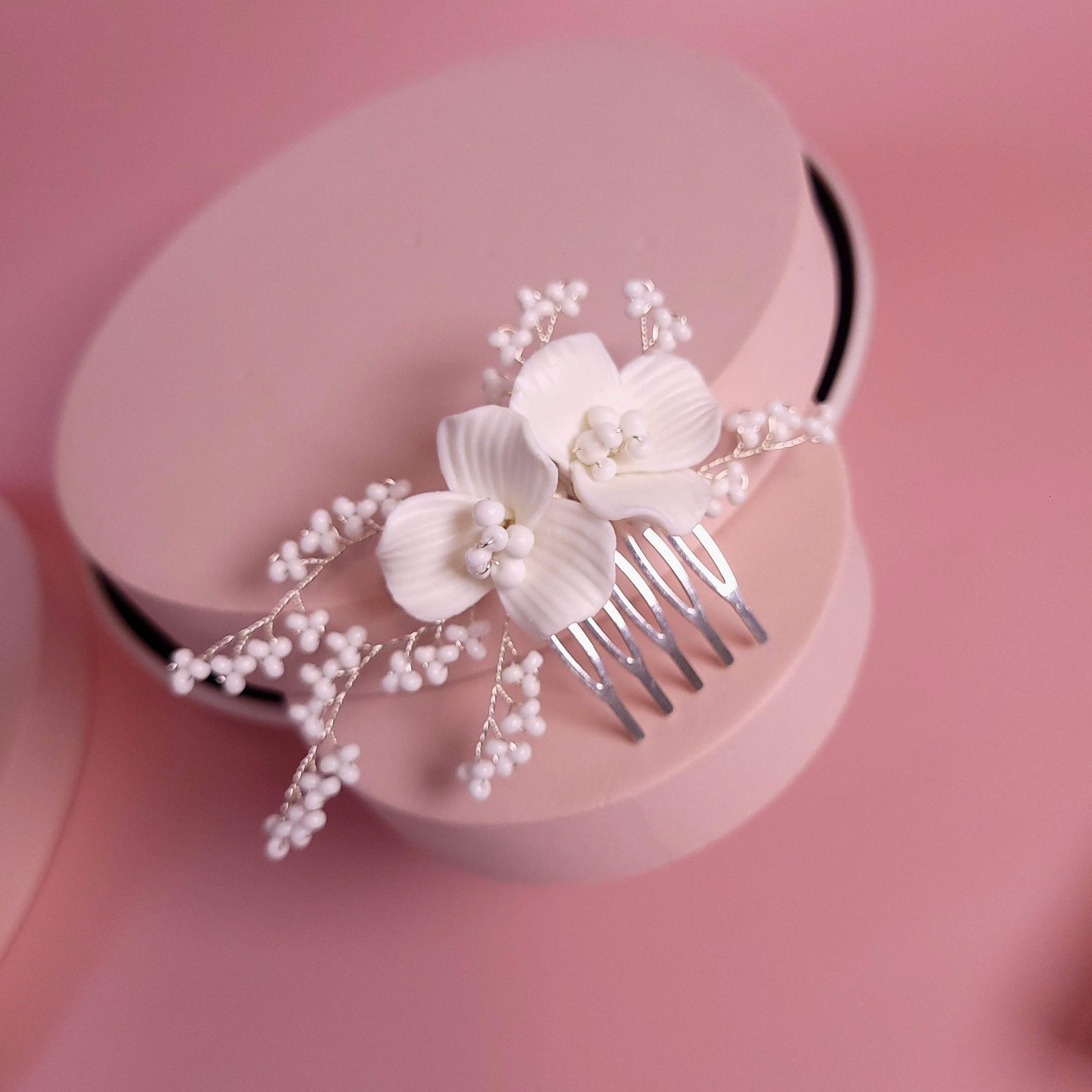 Wedding floral hair comb white floral comb wedding floral comb bridal hair accessories