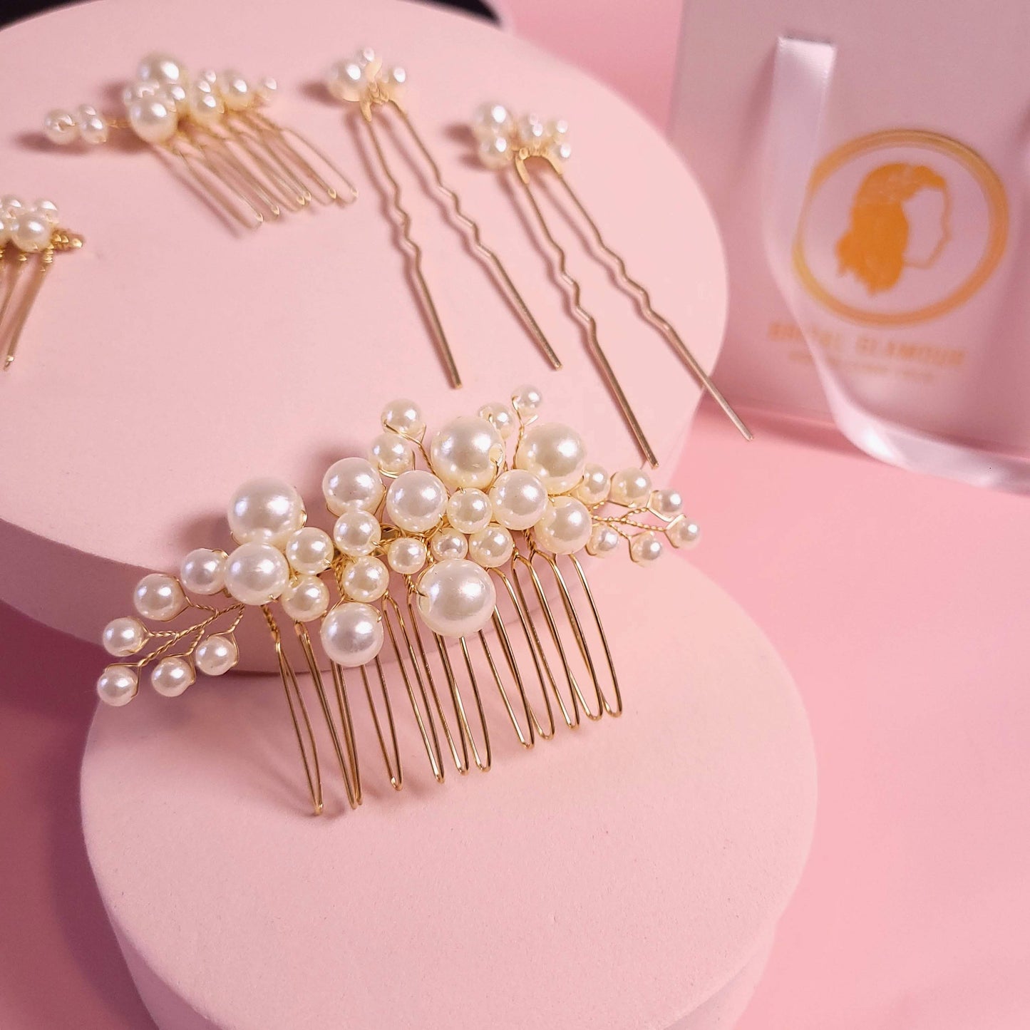 Pearl hair accessories bridal pearl comb wedding hair accessories pearl hair pins set