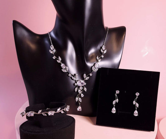 Simple bridal Necklace Set wedding jewelry wedding necklace floral wedding necklace minimalist necklace set vine jewelry