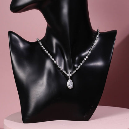 Wedding necklace set silver bridal jewelry bridal necklace wedding jewelry wedding accessories bridal necklace set zirconia