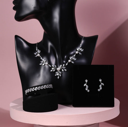Wedding necklace set silver bridal jewelry bridal necklace crystal wedding jewelry wedding accessories bridal necklace set zirconia