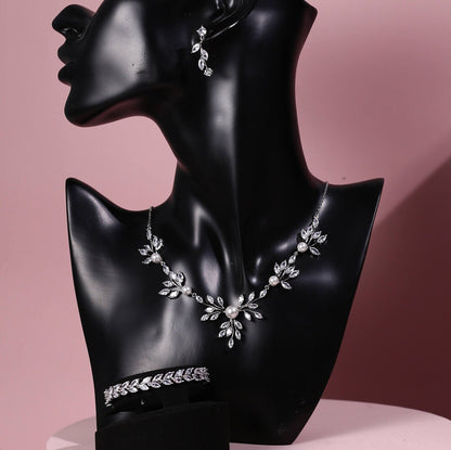 Wedding necklace set silver bridal jewelry bridal necklace crystal wedding jewelry wedding accessories bridal necklace set zirconia