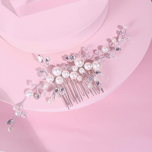 Rhinestone hair comb pearl comb Bridal hair accessories bridal hai comb wedding hair comb pearl comb, silver hair comb, wedding hair