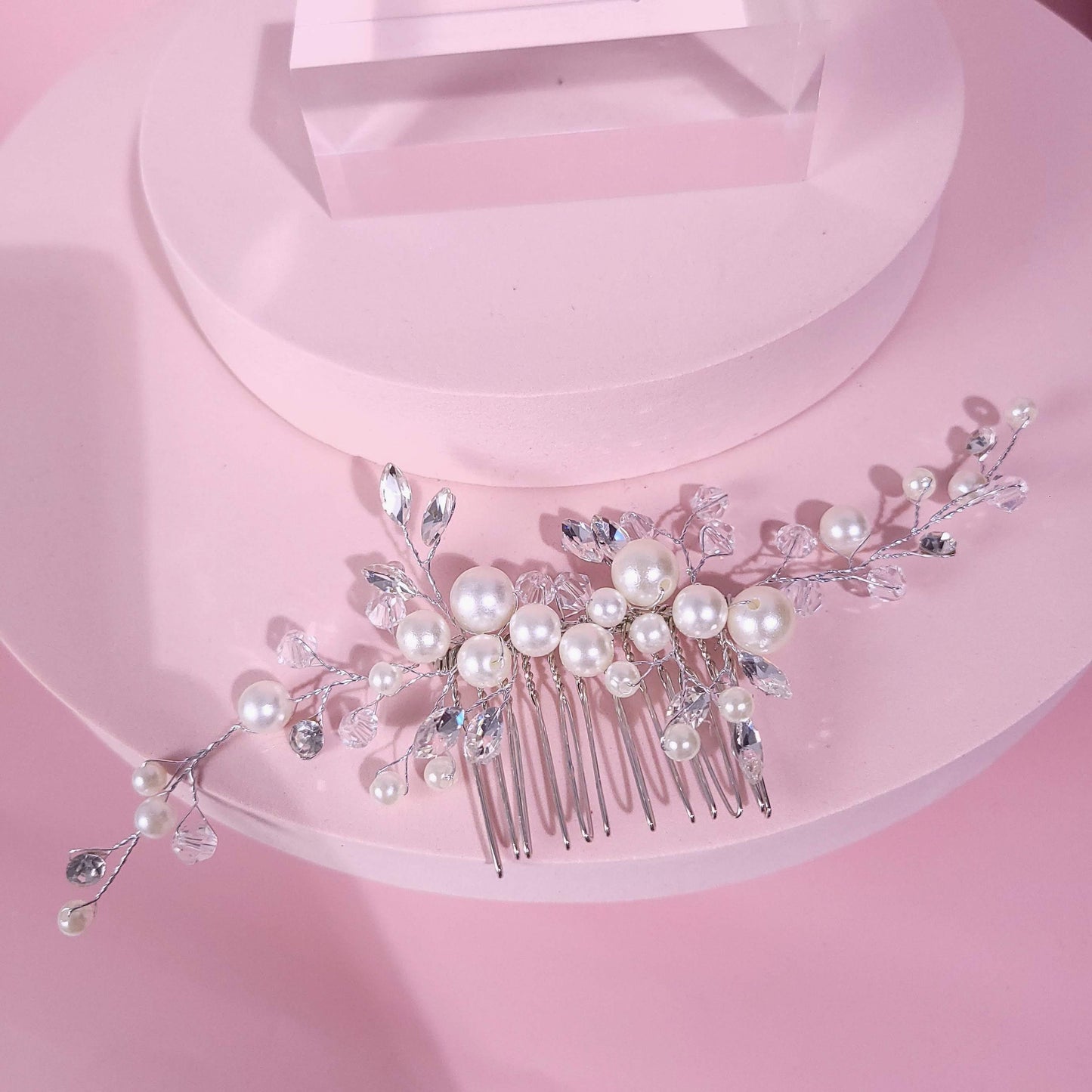 Rhinestone hair comb pearl comb Bridal hair accessories bridal hai comb wedding hair comb pearl comb, silver hair comb, wedding hair