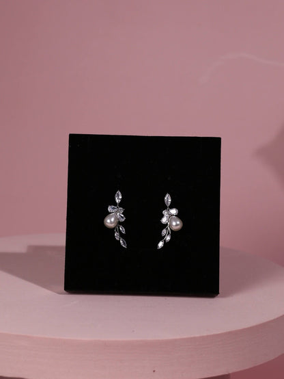 pearl stud earrings baroque dainty bridal earrings crystal drop earrings cz and pearl earrings