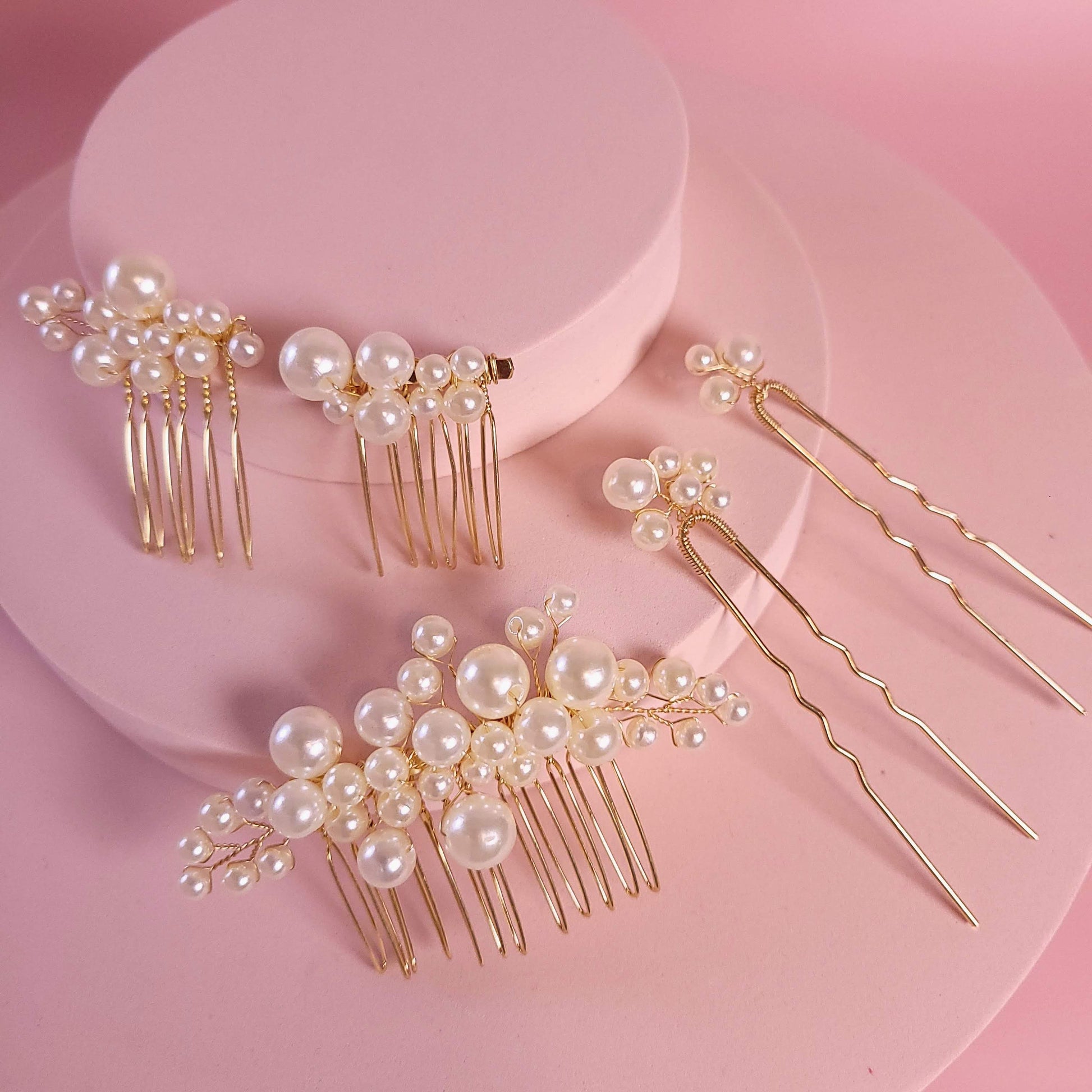 Pearl hair accessories bridal pearl comb wedding hair accessories pearl hair pins set