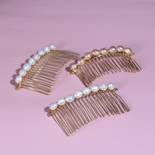 Classic Freshwater Pearl Hair Comb - Elegant Bridal Accessory for Timeless Beauty