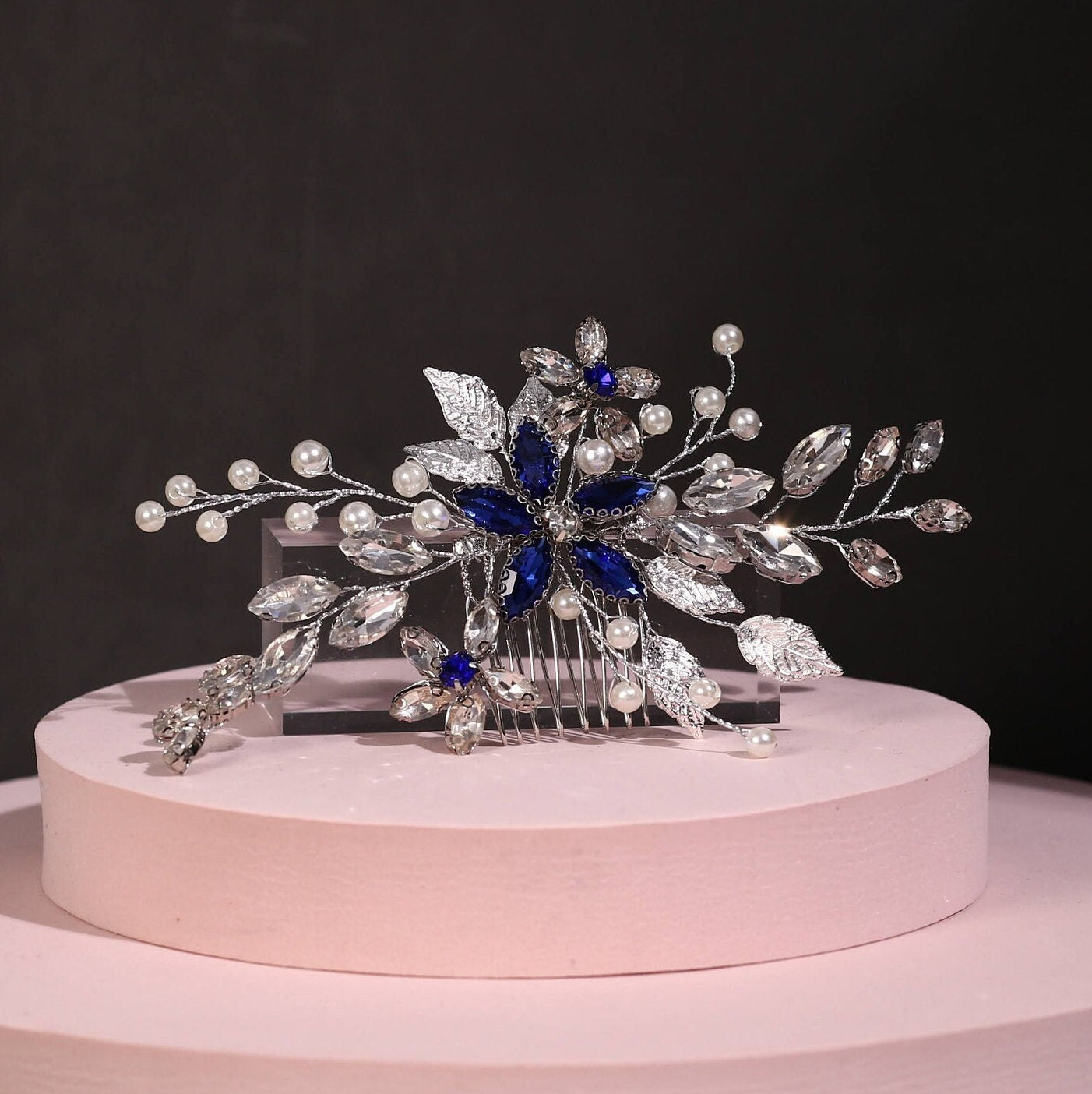 Blue bridal hair comb Something blue hair comb Sapphire blue Crystal hair comb Royal blue bridal hair comb wedding hair Accessories