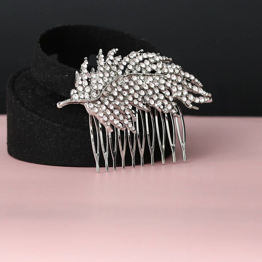 Bridal hair comb Crystal veil Comb Silver Hair Comb Rhinestone crystals, vintage hair comb, bridal vintage comb, wedding vintage comb