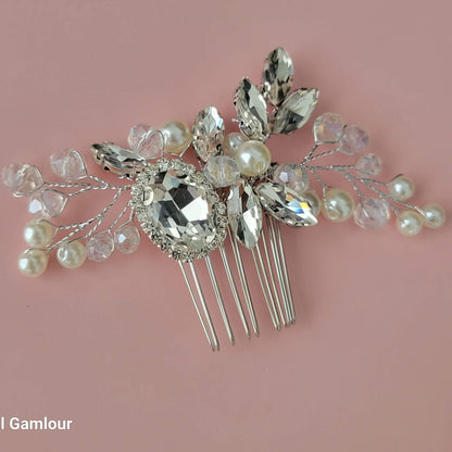 Bridal hair comb silver bride hair comb pearl wedding hair comb wedding hair accessories bridal hair pins