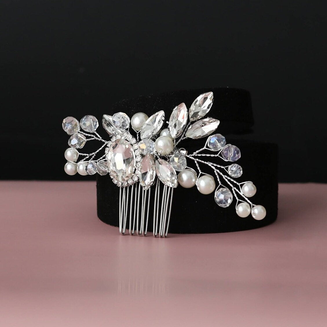 Bridal hair comb silver bride hair comb pearl wedding hair comb wedding hair accessories bridal hair pins