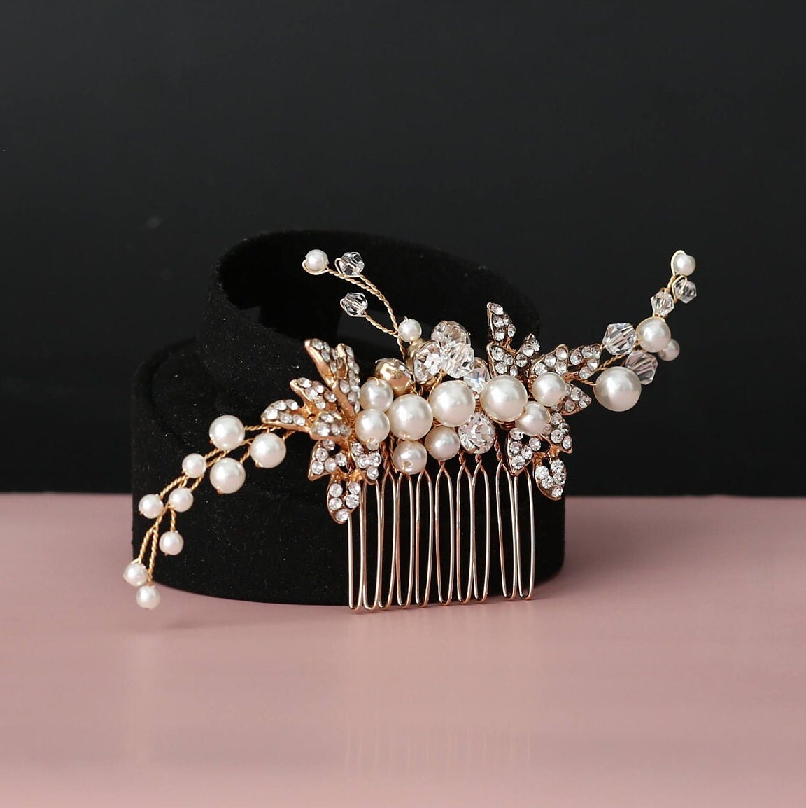 Bridal hair comb silver hair comb wedding hairpiece bridal headpiece small bridal hair accessory